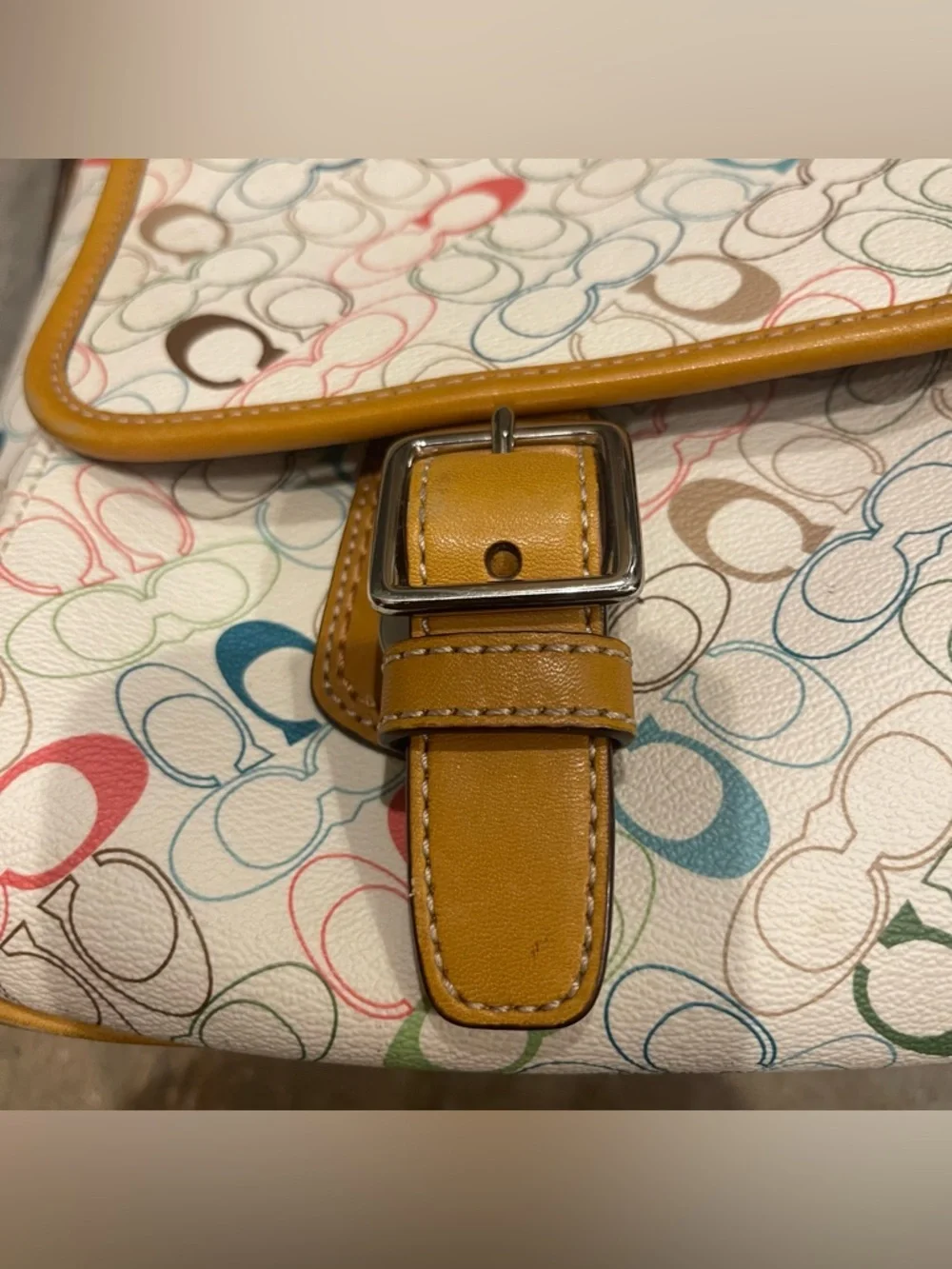 COACH Men’s Multicolor Candy Monogram Messenger Bag EUC Authentic Like New
